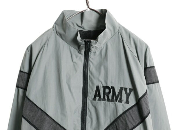 90s 米軍実物 US ARMY ナイロン トレーニング ジャケット MEDIUM SHORT 古着 99年製 オールド 軍物 PFU ミリタリー ブルゾン ジャンパー 灰