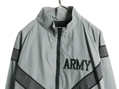90s 米軍実物 US ARMY ナイロン トレーニング ジャケット MEDIUM SHORT 古着 99年製 オールド 軍物 PFU ミリタリー ブルゾン ジャンパー 灰