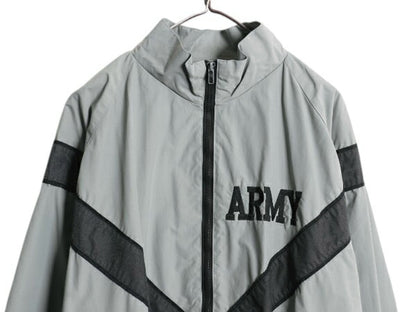 00s 米軍実物 US ARMY ナイロン トレーニング ジャケット MEDIUM REGULAR / 04年製 オールド 軍物 IPFU ミリタリー ブルゾン ジャンパー 灰