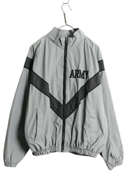 00s 米軍実物 US ARMY ナイロン トレーニング ジャケット MEDIUM REGULAR / 04年製 オールド 軍物 IPFU ミリタリー ブルゾン ジャンパー 灰
