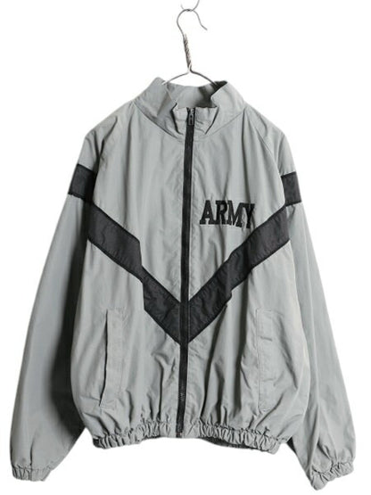 00s 米軍実物 US ARMY ナイロン トレーニング ジャケット MEDIUM REGULAR / 04年製 オールド 軍物 IPFU ミリタリー ブルゾン ジャンパー 灰