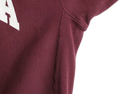 90s USA製 カレッジ プリント スウェット メンズ XL オールド ヘビーウェイト トレーナー 裏起毛 クルーネック 大きいサイズ バーガンディ