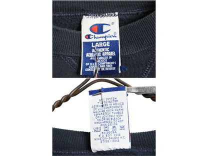 90s チャンピオン ワンポイント スウェット メンズ レディース L 古着 90年代 オールド Champion 裏起毛 トレーナー スクリプト ロゴ 刺繍