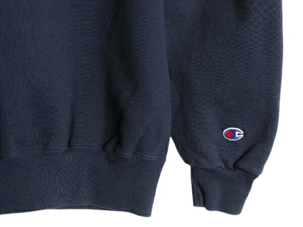 90s チャンピオン ワンポイント スウェット メンズ レディース L 古着 90年代 オールド Champion 裏起毛 トレーナー スクリプト ロゴ 刺繍