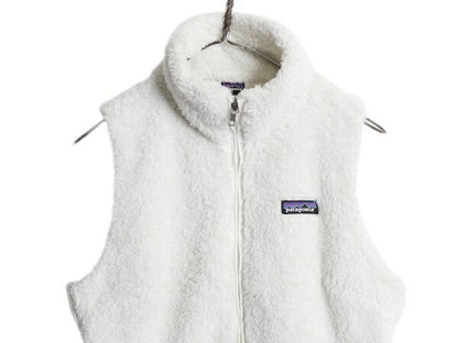 パタゴニア ロスガトス フリース ベスト レディース M / 16年製 Patagonia ハイ パイル ボア 重ね着 フルジップ アウトドア ハイネック 白