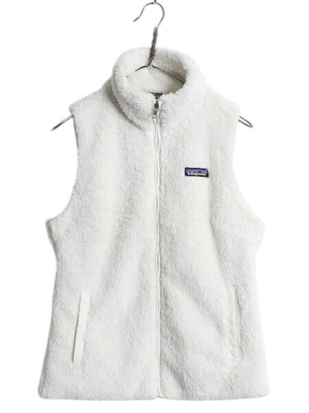 パタゴニア ロスガトス フリース ベスト レディース M / 16年製 Patagonia ハイ パイル ボア 重ね着 フルジップ アウトドア ハイネック 白