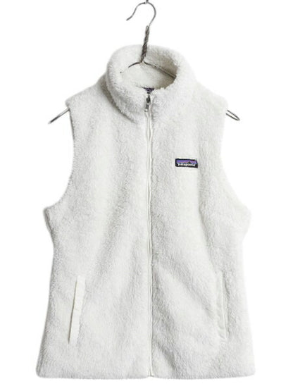 パタゴニア ロスガトス フリース ベスト レディース M / 16年製 Patagonia ハイ パイル ボア 重ね着 フルジップ アウトドア ハイネック 白