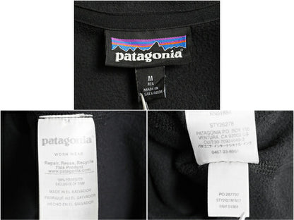 パタゴニア マイクロD ハーフジップ フリース プルオーバー レディース M / 古着 17年製 Patagonia ロンT 長袖 Tシャツ 薄手 ブラック 企業