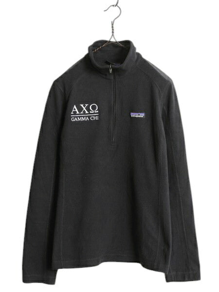 パタゴニア マイクロD ハーフジップ フリース プルオーバー レディース M / 古着 17年製 Patagonia ロンT 長袖 Tシャツ 薄手 ブラック 企業