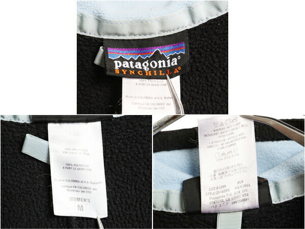 00s パタゴニア シンチラ フリース ベスト レディース М オールド 05年製 Patagonia アウトドア フルジップ 重ね着 前開き ハイネック 黒