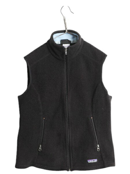 00s パタゴニア シンチラ フリース ベスト レディース М オールド 05年製 Patagonia アウトドア フルジップ 重ね着 前開き ハイネック 黒