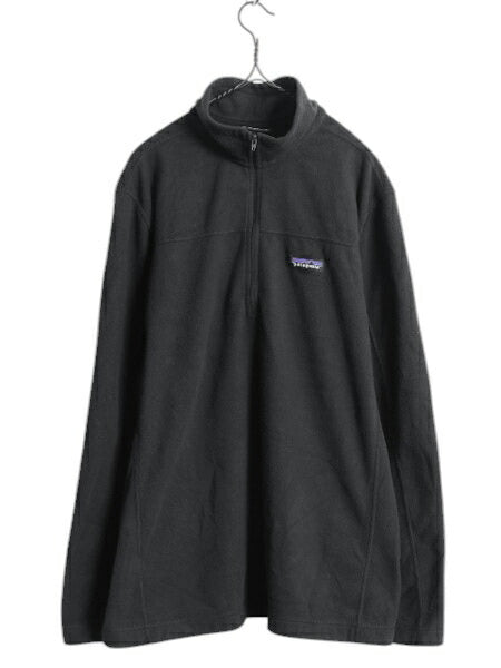 パタゴニア マイクロD ハーフジップ フリース プルオーバー メンズ L 18年製 Patagonia ロンT 長袖 Tシャツ アウトドア ハイネック 薄手 黒