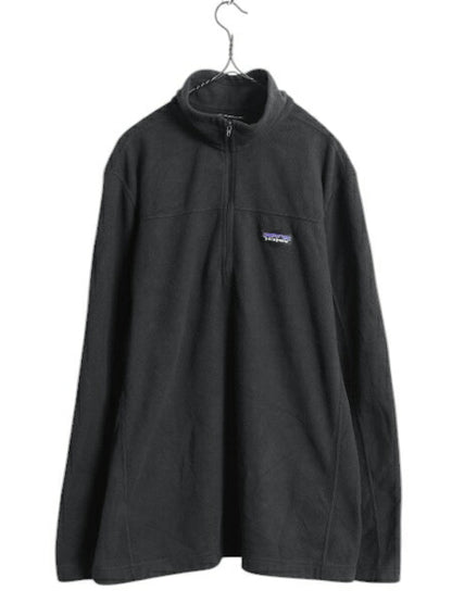 パタゴニア マイクロD ハーフジップ フリース プルオーバー メンズ L 18年製 Patagonia ロンT 長袖 Tシャツ アウトドア ハイネック 薄手 黒
