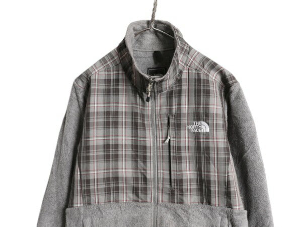 ノースフェイス デナリ ジャケット レディース L / The North Face DENALI フリース ナイロン フルジップ ブルゾン チェック アウトドア 灰