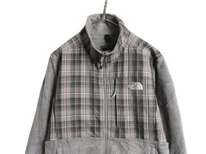 ノースフェイス デナリ ジャケット レディース L / The North Face DENALI フリース ナイロン フルジップ ブルゾン チェック アウトドア 灰