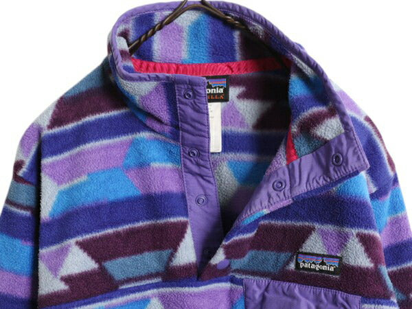 パタゴニア ネイティブ 総柄 ライトウェイト シンチラ スナップT レディース S / 古着 14年製 PATAGONIA フリース プルオーバー ジャケット