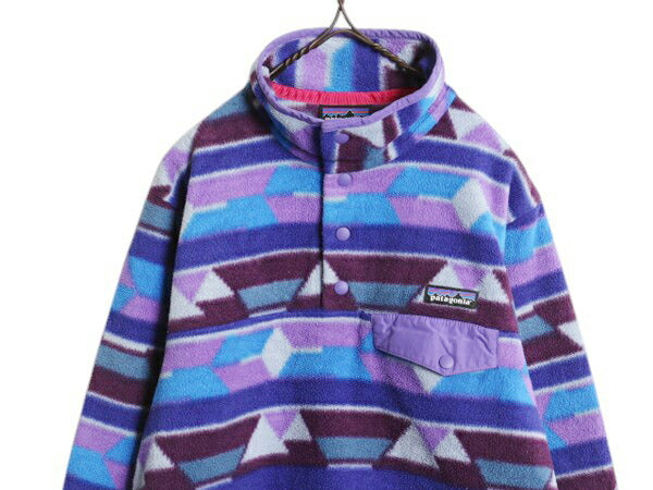 パタゴニア ネイティブ 総柄 ライトウェイト シンチラ スナップT レディース S / 古着 14年製 PATAGONIA フリース プルオーバー ジャケット