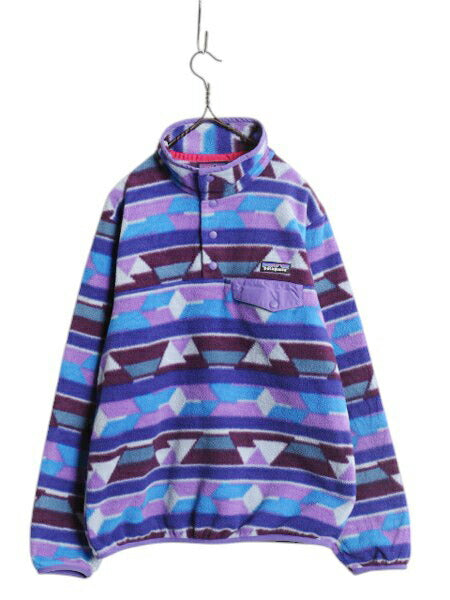 パタゴニア ネイティブ 総柄 ライトウェイト シンチラ スナップT レディース S / 古着 14年製 PATAGONIA フリース プルオーバー ジャケット