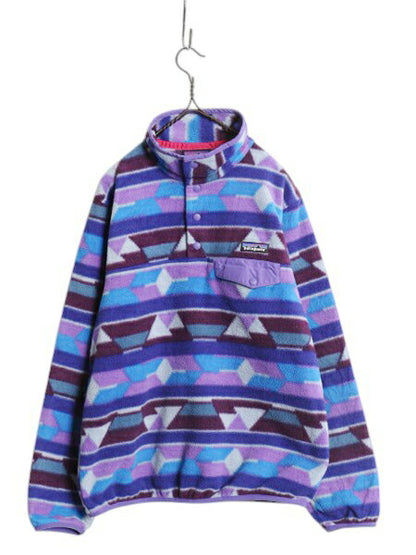 パタゴニア ネイティブ 総柄 ライトウェイト シンチラ スナップT レディース S / 古着 14年製 PATAGONIA フリース プルオーバー ジャケット