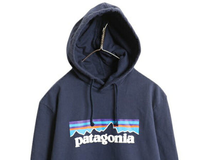パタゴニア プリント スウェット フード パーカー メンズ S 古着 19年製 Patagonia トレーナー プルオーバー ストレッチ アウトドア 裏起毛