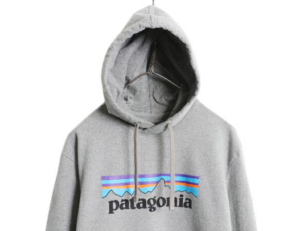 パタゴニア プリント スウェット フード パーカー メンズ M / 19年製 Patagonia トレーナー プルオーバー ストレッチ アウトドア 裏起毛 灰