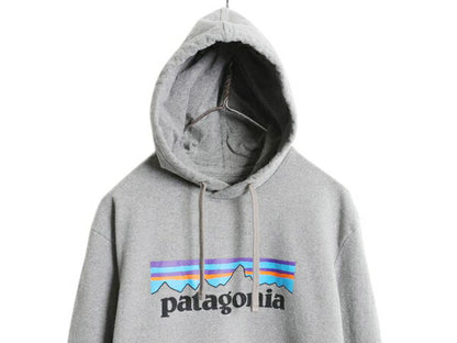 パタゴニア プリント スウェット フード パーカー メンズ M / 19年製 Patagonia トレーナー プルオーバー ストレッチ アウトドア 裏起毛 灰