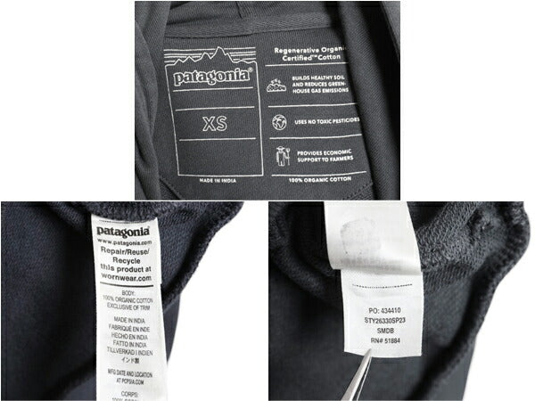 パタゴニア スウェット フード パーカー レディース XS 23年製 Patagonia トレーナー プルオーバー オーガニック コットン 裏起毛なし 薄手