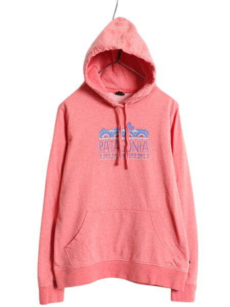 パタゴニア プリント ライトウェイト スウェット フード パーカー レディース M / 17年製 Patagonia プルオーバー トレーナー 薄手 ピンク