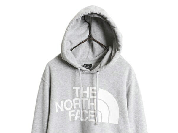 ノースフェイス プリント スウェット フード パーカー メンズ S / 古着 The North Face 裏起毛 プルオーバー トレーナー アウトドア グレー