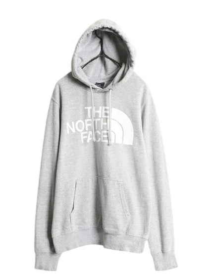 ノースフェイス プリント スウェット フード パーカー メンズ S / 古着 The North Face 裏起毛 プルオーバー トレーナー アウトドア グレー