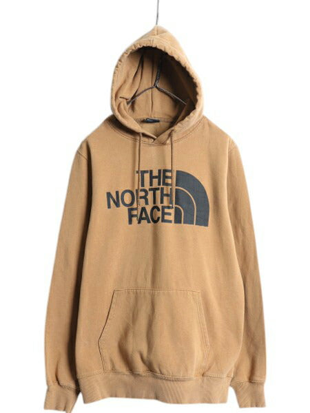 ノースフェイス プリント スウェット フード パーカー メンズ L The North Face 裏起毛 プルオーバー トレーナー スエット ライト ブラウン