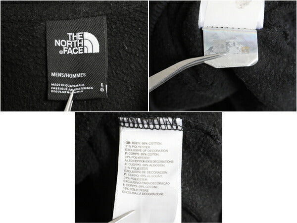 ノースフェイス プリント スウェット フード パーカー メンズ L 古着 The North Face 裏起毛 プルオーバー トレーナー アウトドア ブラック
