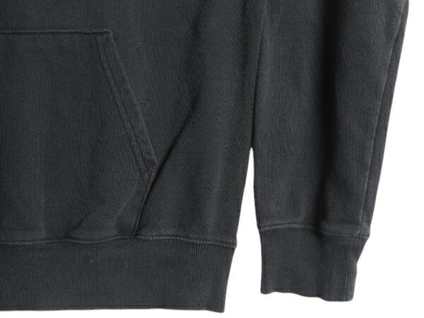 ノースフェイス プリント スウェット フード パーカー メンズ L 古着 The North Face 裏起毛 プルオーバー トレーナー アウトドア ブラック