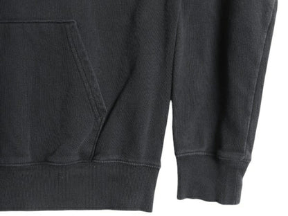 ノースフェイス プリント スウェット フード パーカー メンズ L 古着 The North Face 裏起毛 プルオーバー トレーナー アウトドア ブラック