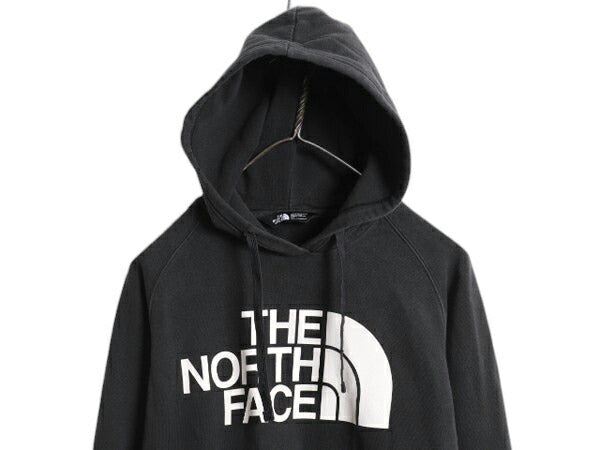 ノースフェイス プリント スウェット フード パーカー レディース S The North Face アウトドア プルオーバー トレーナー 裏起毛 ブラック