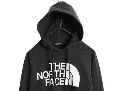 ノースフェイス プリント スウェット フード パーカー レディース S The North Face アウトドア プルオーバー トレーナー 裏起毛 ブラック