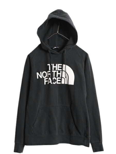 ノースフェイス プリント スウェット フード パーカー レディース S The North Face アウトドア プルオーバー トレーナー 裏起毛 ブラック