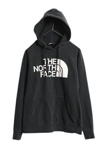 ノースフェイス プリント スウェット フード パーカー レディース S The North Face アウトドア プルオーバー トレーナー 裏起毛 ブラック