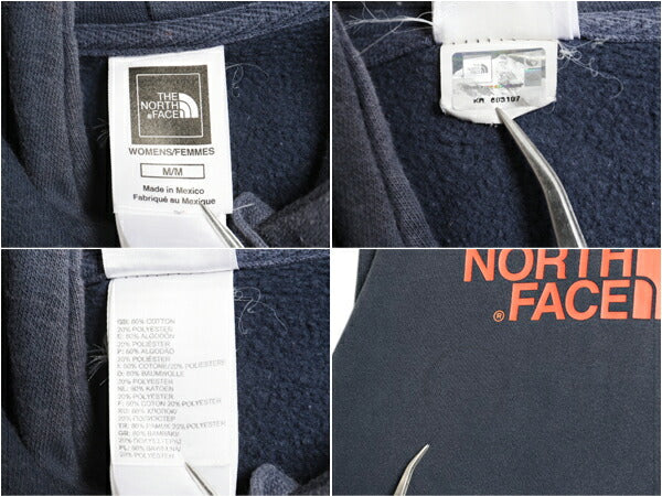ノースフェイス プリント スウェット フード パーカー レディース М / 古着 The North Face プルオーバー 裏起毛 トレーナー スエット 紺