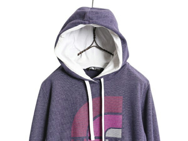 ノースフェイス プリント スウェット フード パーカー レディース L The North Face プルオーバー トレーナー 裏起毛 アウトドア ツートン