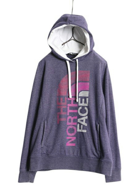 ノースフェイス プリント スウェット フード パーカー レディース L The North Face プルオーバー トレーナー 裏起毛 アウトドア ツートン
