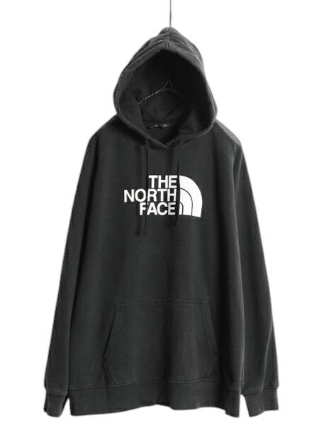 ノースフェイス プリント スウェット フード パーカー レディース XL The North Face アウトドア プルオーバー トレーナー 裏起毛 ブラック
