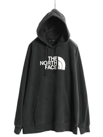 ノースフェイス プリント スウェット フード パーカー レディース XL The North Face アウトドア プルオーバー トレーナー 裏起毛 ブラック