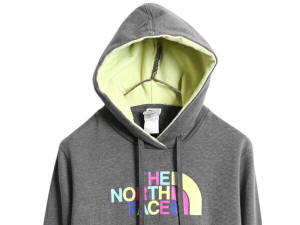 US企画 ノースフェイス プリント スウェット フード パーカー レディース M 古着 The North Face トレーナー プルオーバー 裏起毛 ツートン