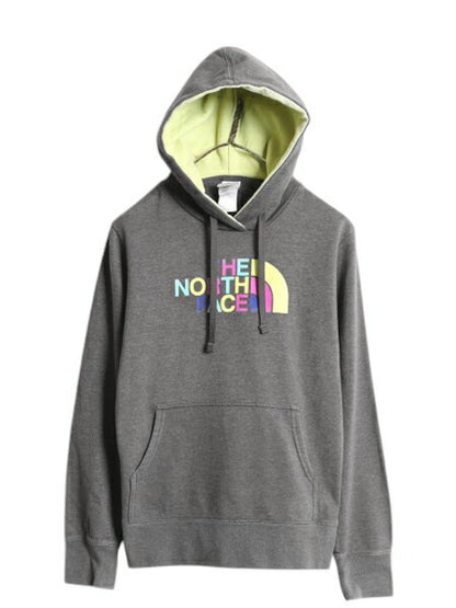 US企画 ノースフェイス プリント スウェット フード パーカー レディース M 古着 The North Face トレーナー プルオーバー 裏起毛 ツートン