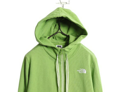ノースフェイス フルジップ スウェット フード パーカー レディース М The North Face アウトドア トレーナー 裏起毛 ハイネック グリーン