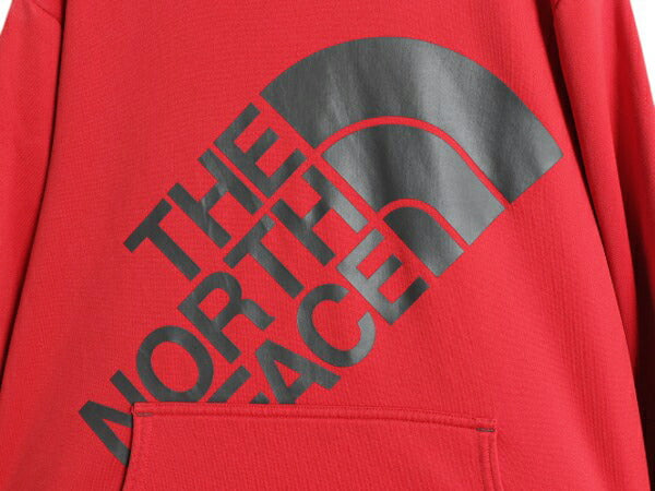 ノースフェイス プリント フード パーカー メンズ S / 古着 The North Face ジャージ 素材 ストレッチ 裏 フリース プルオーバー ツートン