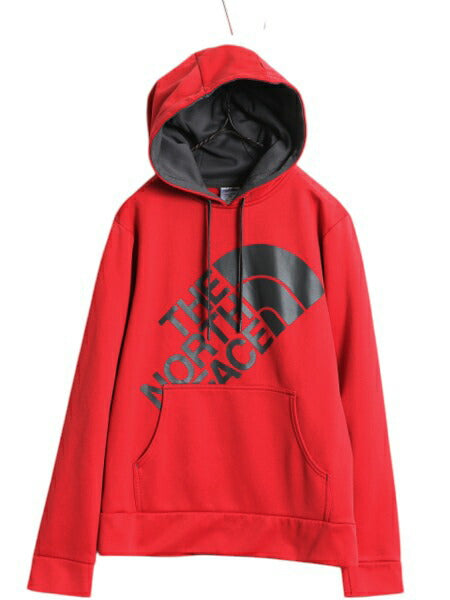 ノースフェイス プリント フード パーカー メンズ S / 古着 The North Face ジャージ 素材 ストレッチ 裏 フリース プルオーバー ツートン