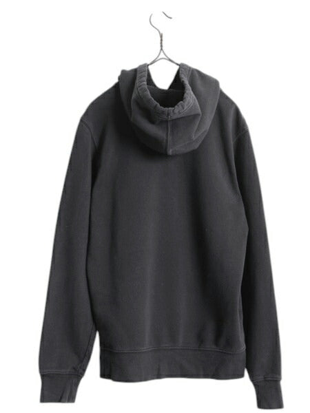 ノースフェイス プリント スウェット フード パーカー メンズ S 古着 The North Face プルオーバー 裏起毛 トレーナー アウトドア 薄手 黒