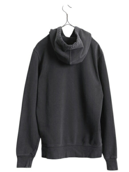 ノースフェイス プリント スウェット フード パーカー メンズ S 古着 The North Face プルオーバー 裏起毛 トレーナー アウトドア 薄手 黒